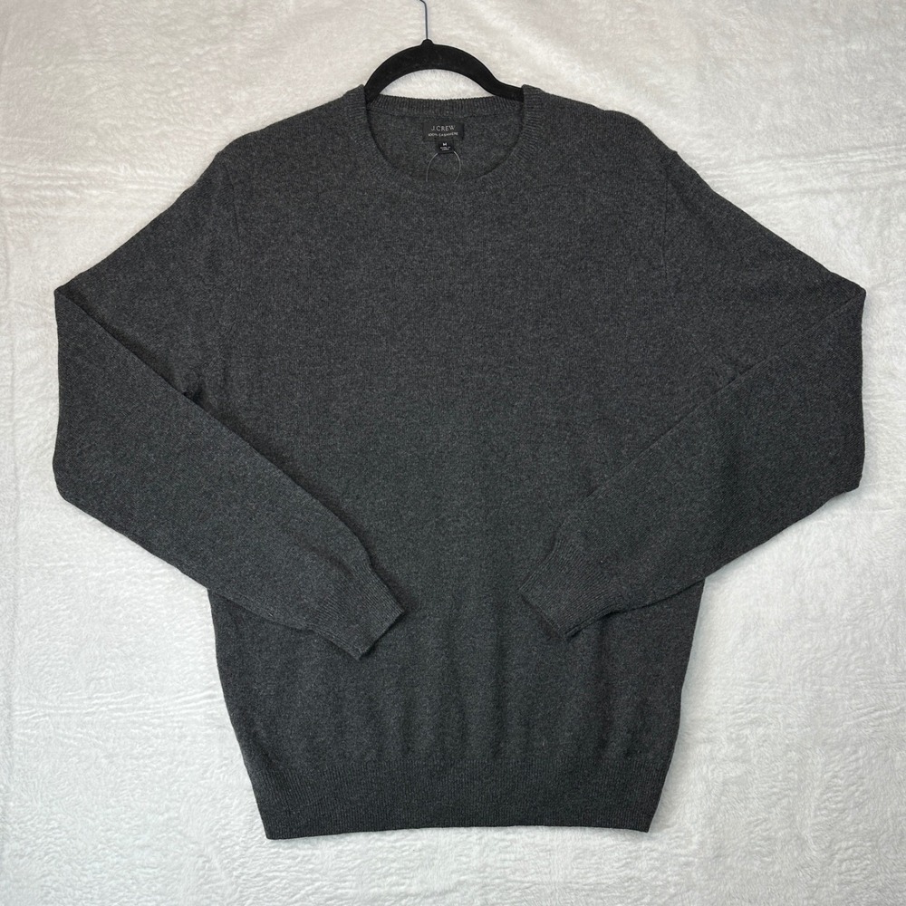 J.Crew Cashmere Sweater Mens M Gray Crewneck Long Sleeve 100% Cashmere